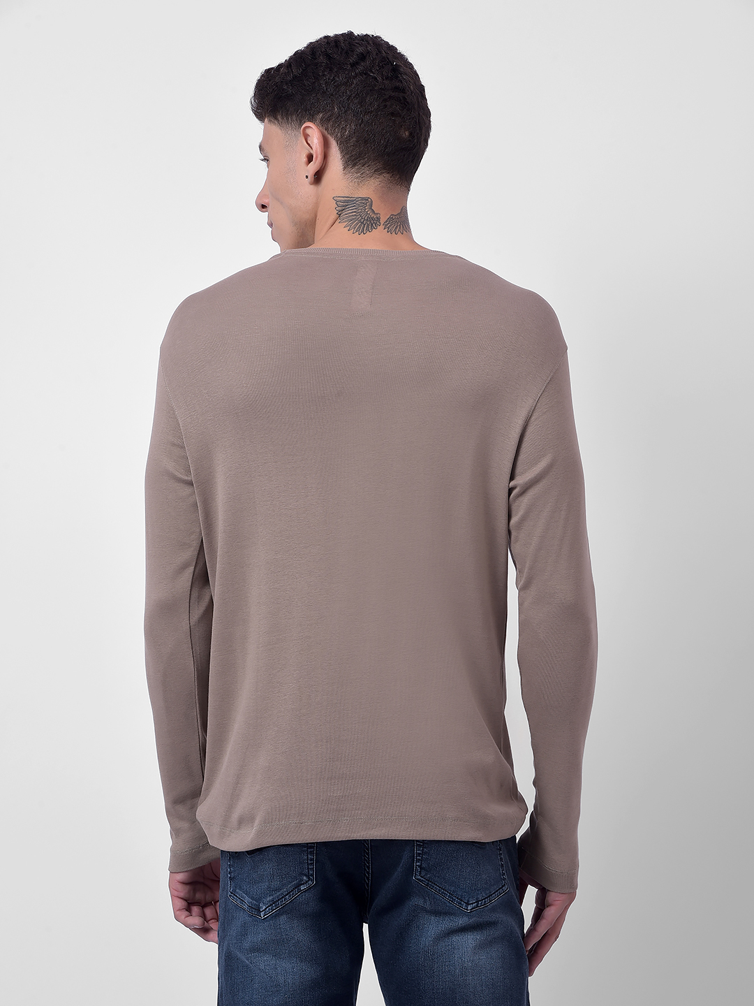 Numero Uno Men Brown Crew Neck Slim Fit T-Shirt